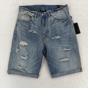 CSG Denim Shorts Mens 32 Blue Distressed Cuffed Jean Cutoff Cotton Casual